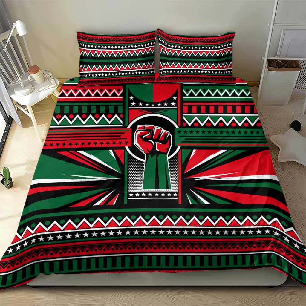 Power Fist And Patterns In Pan African Bedding Set