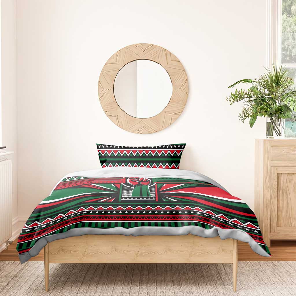 Power Fist And Patterns In Pan African Bedding Set