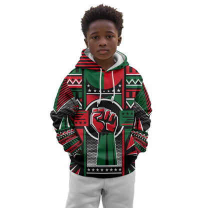 Power Fist And Patterns In Pan African Kid Hoodie