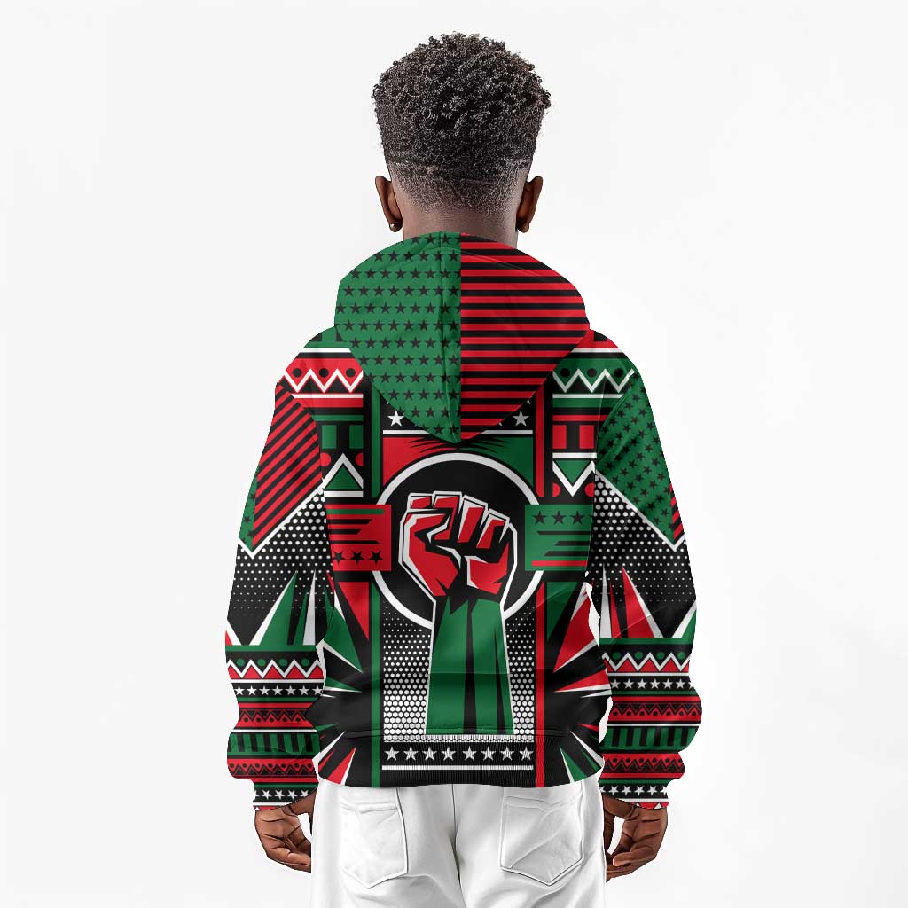 Power Fist And Patterns In Pan African Kid Hoodie