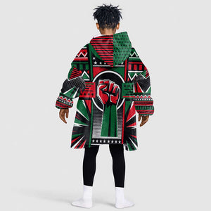 Power Fist And Patterns In Pan African KId Wearable Blanket Hoodie