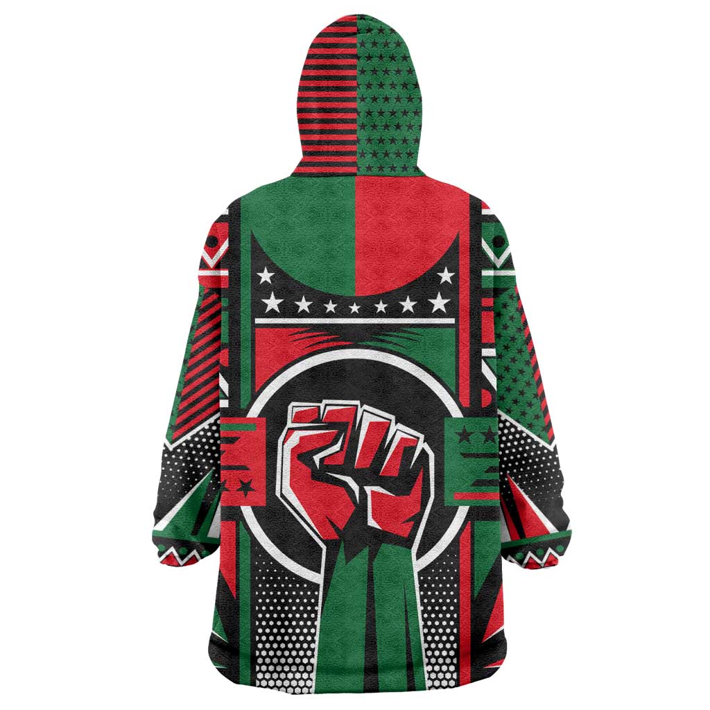 Power Fist And Patterns In Pan African KId Wearable Blanket Hoodie