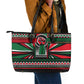 Power Fist And Patterns In Pan African Leather Tote Bag