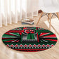 Power Fist And Patterns In Pan African Round Carpet