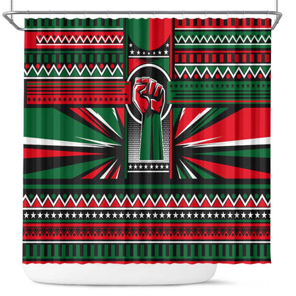 Power Fist And Patterns In Pan African Shower Curtain