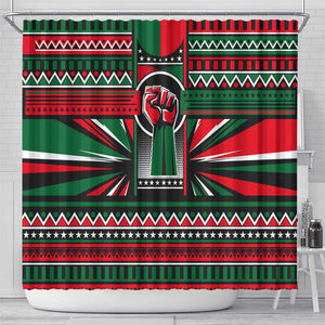 Power Fist And Patterns In Pan African Shower Curtain