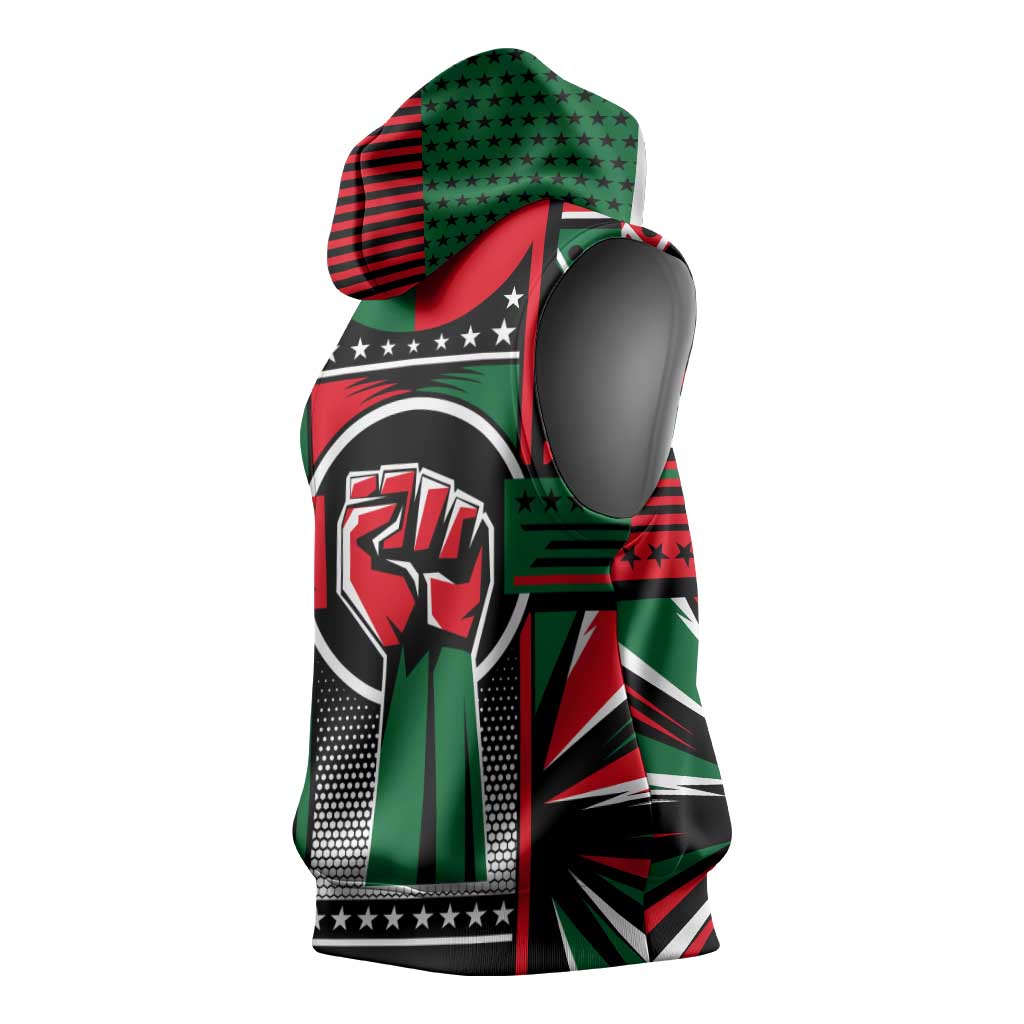 Power Fist And Patterns In Pan African Sleeveless Hoodie - African Pride