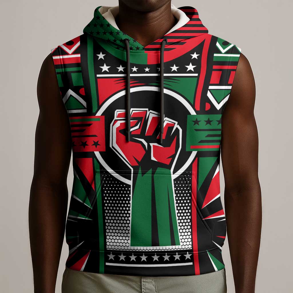 Power Fist And Patterns In Pan African Sleeveless Hoodie - African Pride