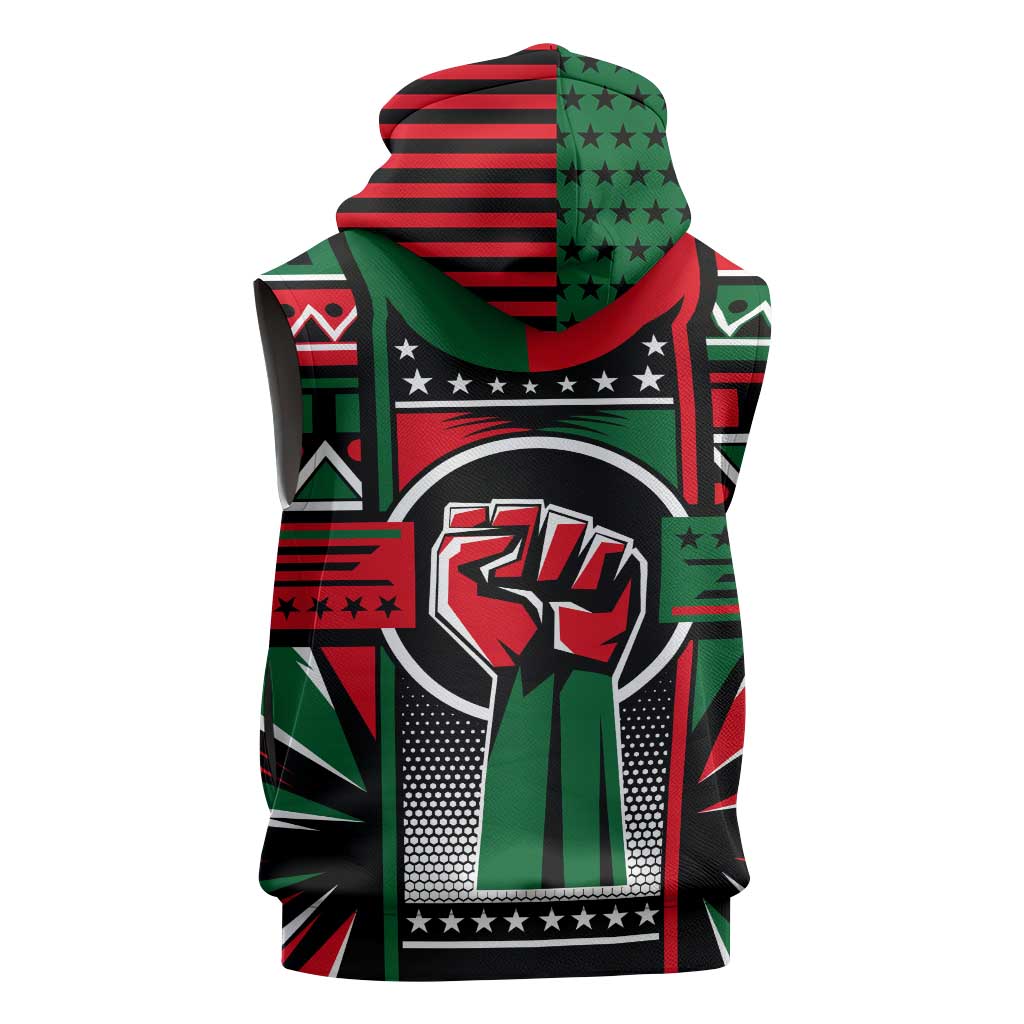 Power Fist And Patterns In Pan African Sleeveless Zip Hoodie - African Pride