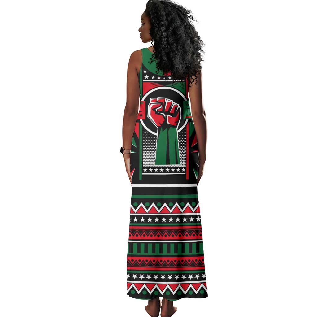 Power Fist And Patterns In Pan African Tank Maxi Dress