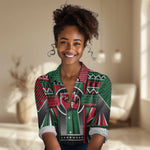 Power Fist And Patterns In Pan African Women Casual Shirt DT02