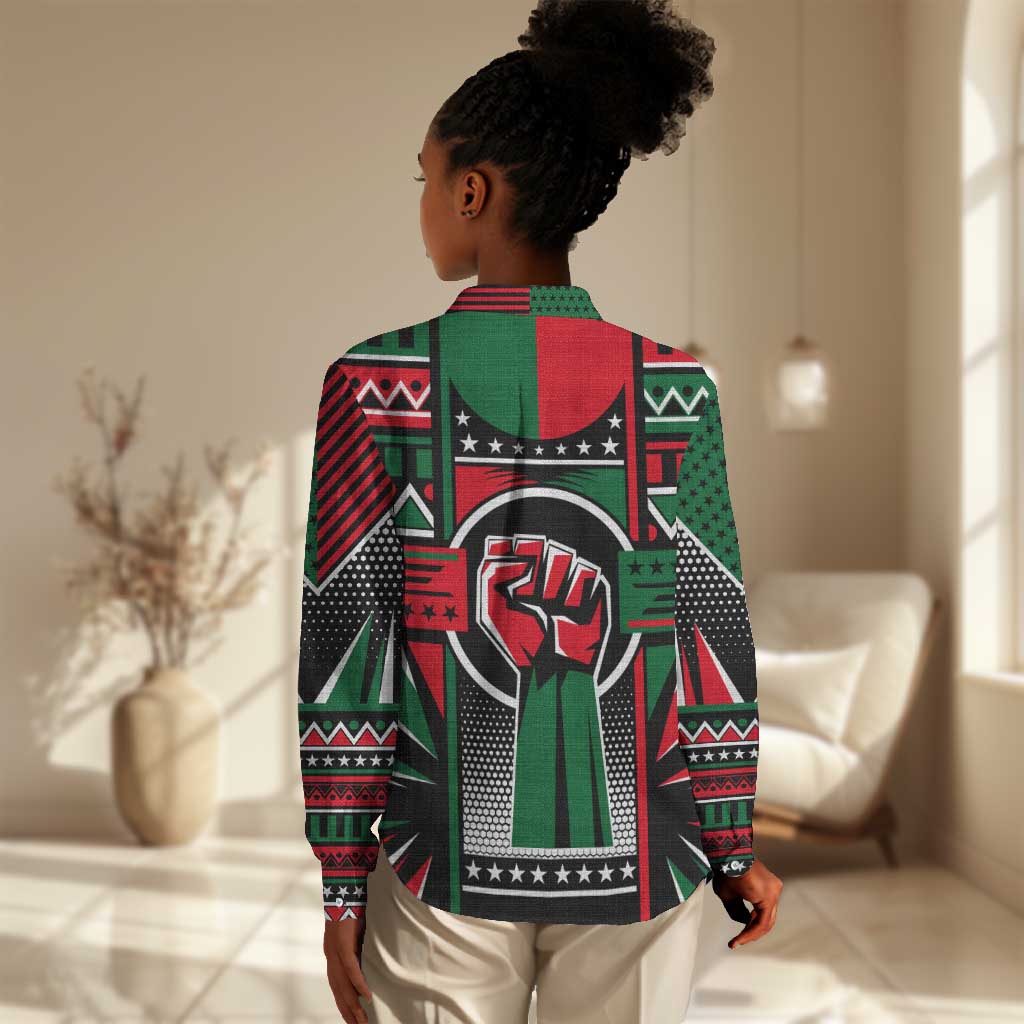 Power Fist And Patterns In Pan African Women Casual Shirt DT02