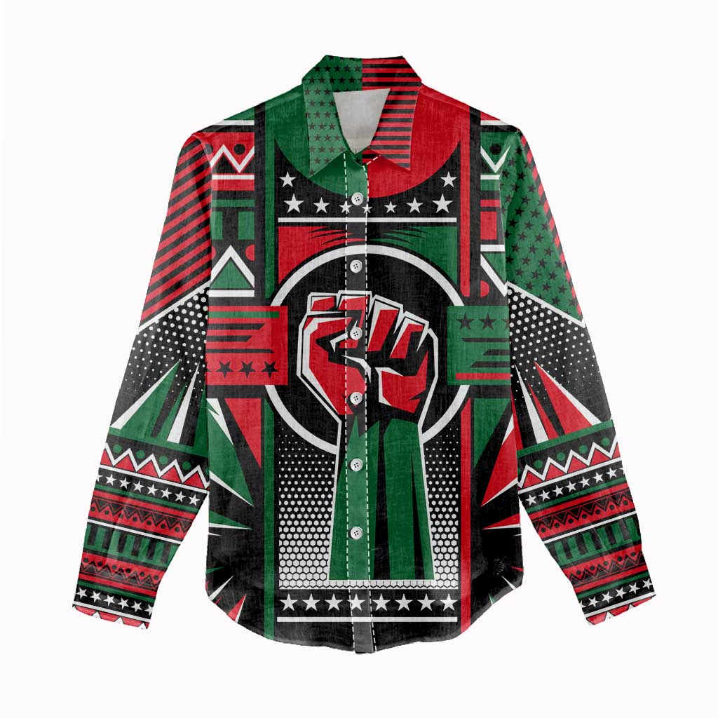 Power Fist And Patterns In Pan African Women Casual Shirt DT02