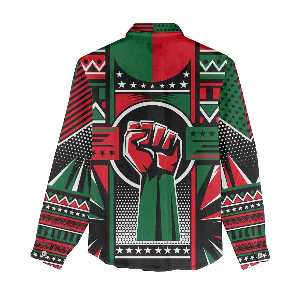 Power Fist And Patterns In Pan African Women Casual Shirt DT02