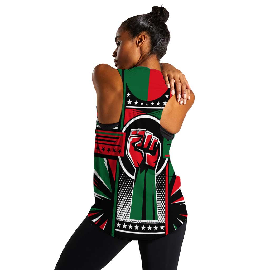 Power Fist And Patterns In Pan African Women Racerback Tank