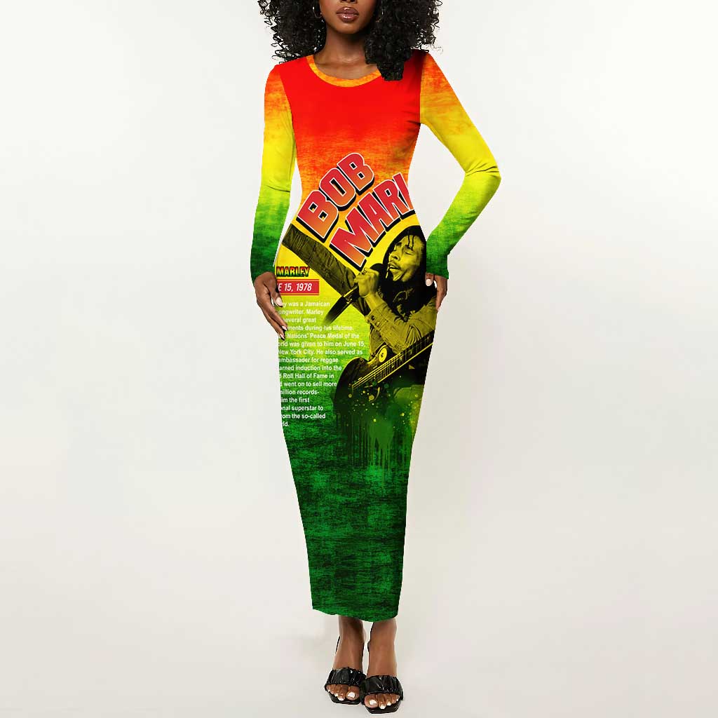 The Real Legend Bob Long Sleeve Bodycon Dress African Jamaica Reggae DT02
