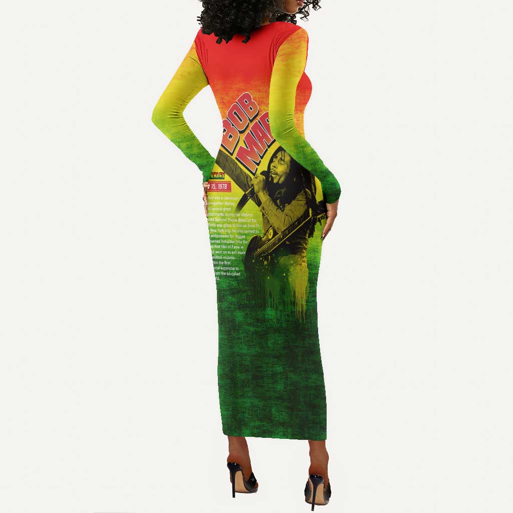 The Real Legend Bob Long Sleeve Bodycon Dress African Jamaica Reggae DT02