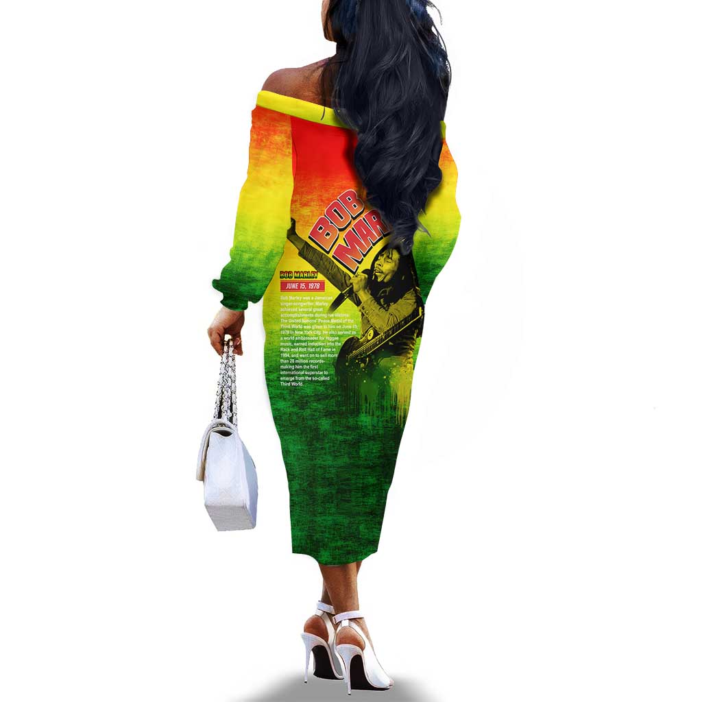 The Real Legend Bob Off The Shoulder Long Sleeve Dress African Jamaica Reggae