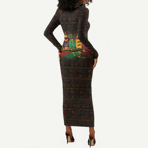 Personalized Power African Long Sleeve Bodycon Dress DT02