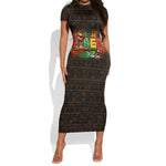 Personalized Power African Short Sleeve Bodycon Dress DT02