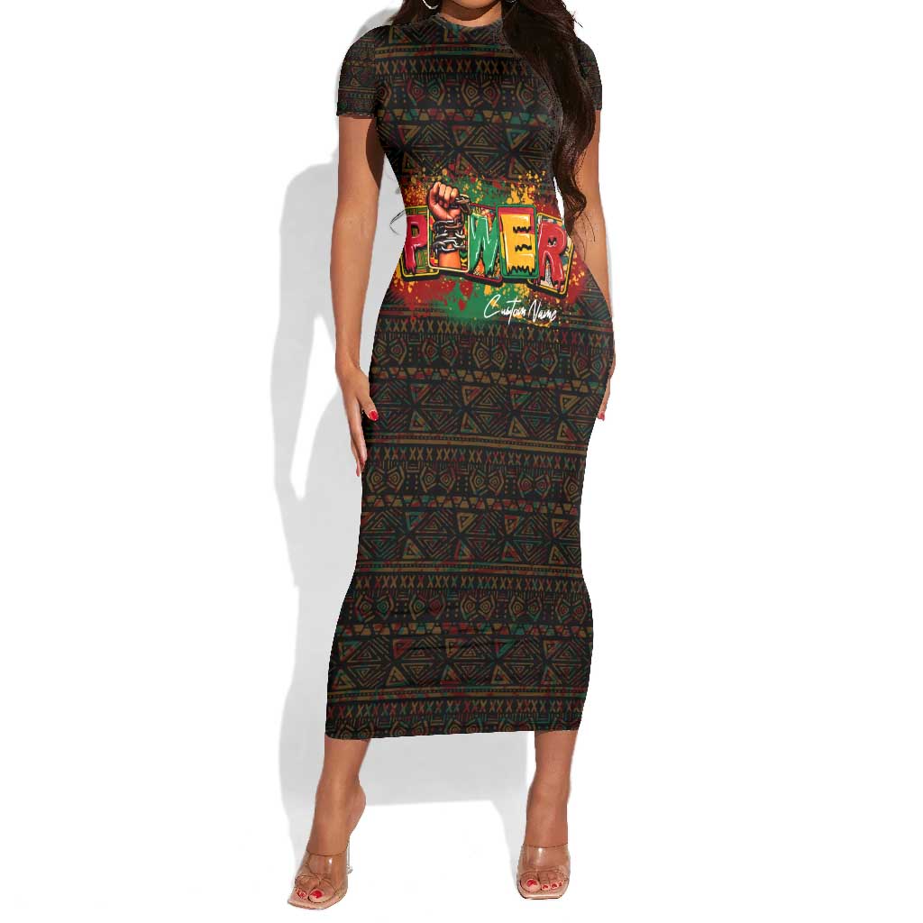 Personalized Power African Short Sleeve Bodycon Dress DT02