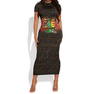 Personalized Power African Short Sleeve Bodycon Dress DT02