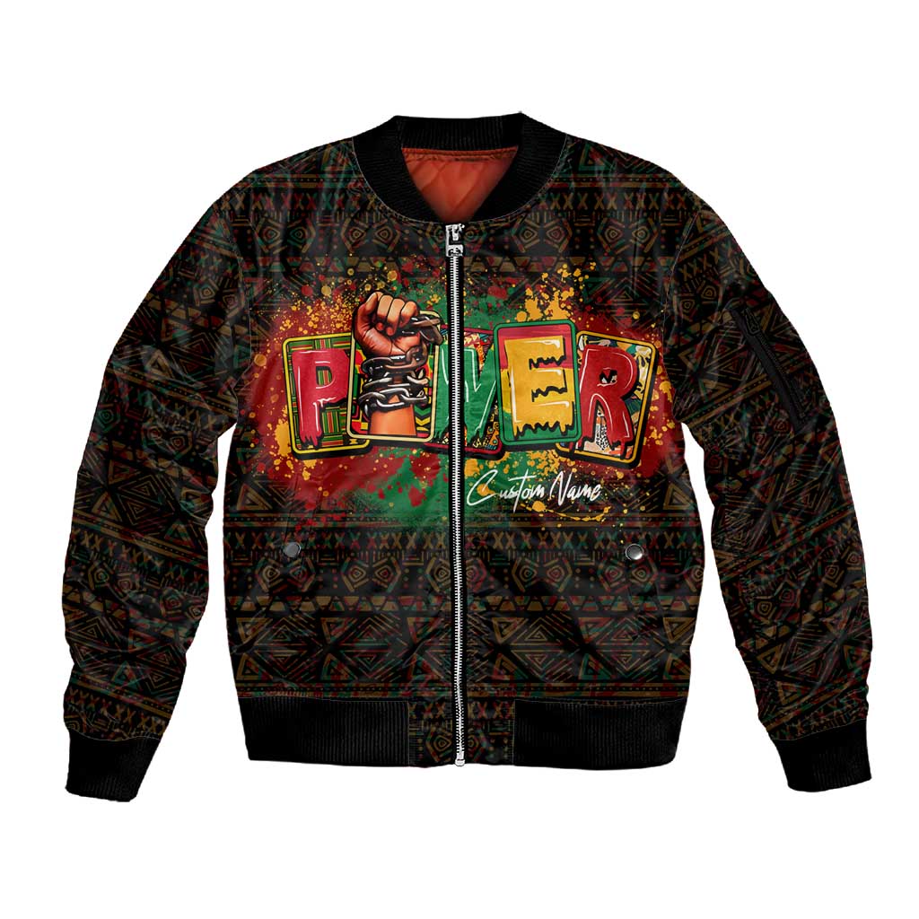 Personalized Power African Sleeve Zip Bomber Jacket