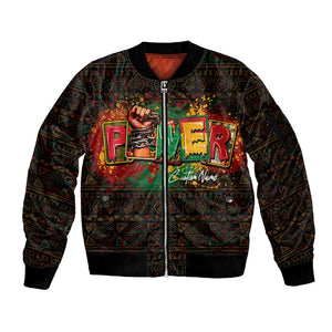 Personalized Power African Sleeve Zip Bomber Jacket