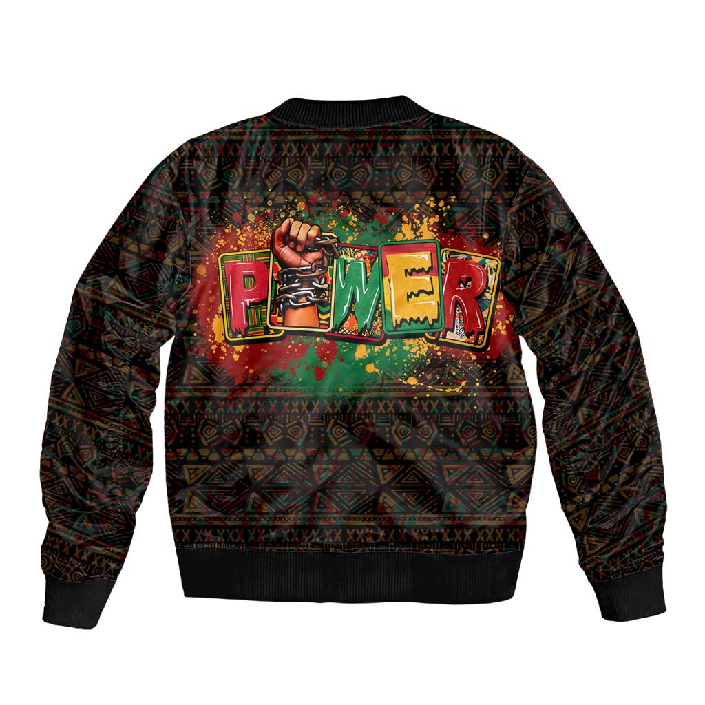 Personalized Power African Sleeve Zip Bomber Jacket