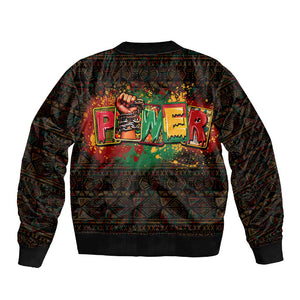 Personalized Power African Sleeve Zip Bomber Jacket