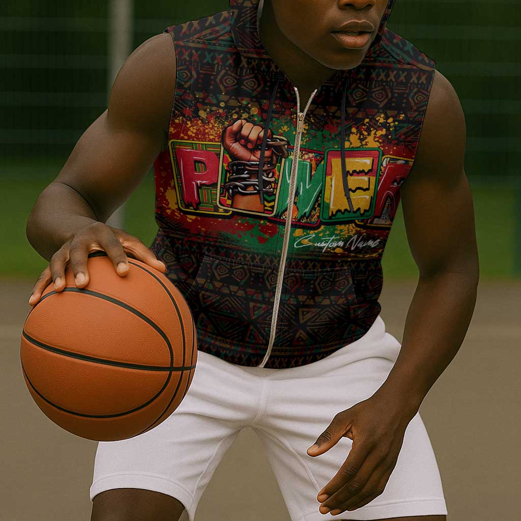 Personalized Power African Sleeveless Zip Hoodie - African Pride
