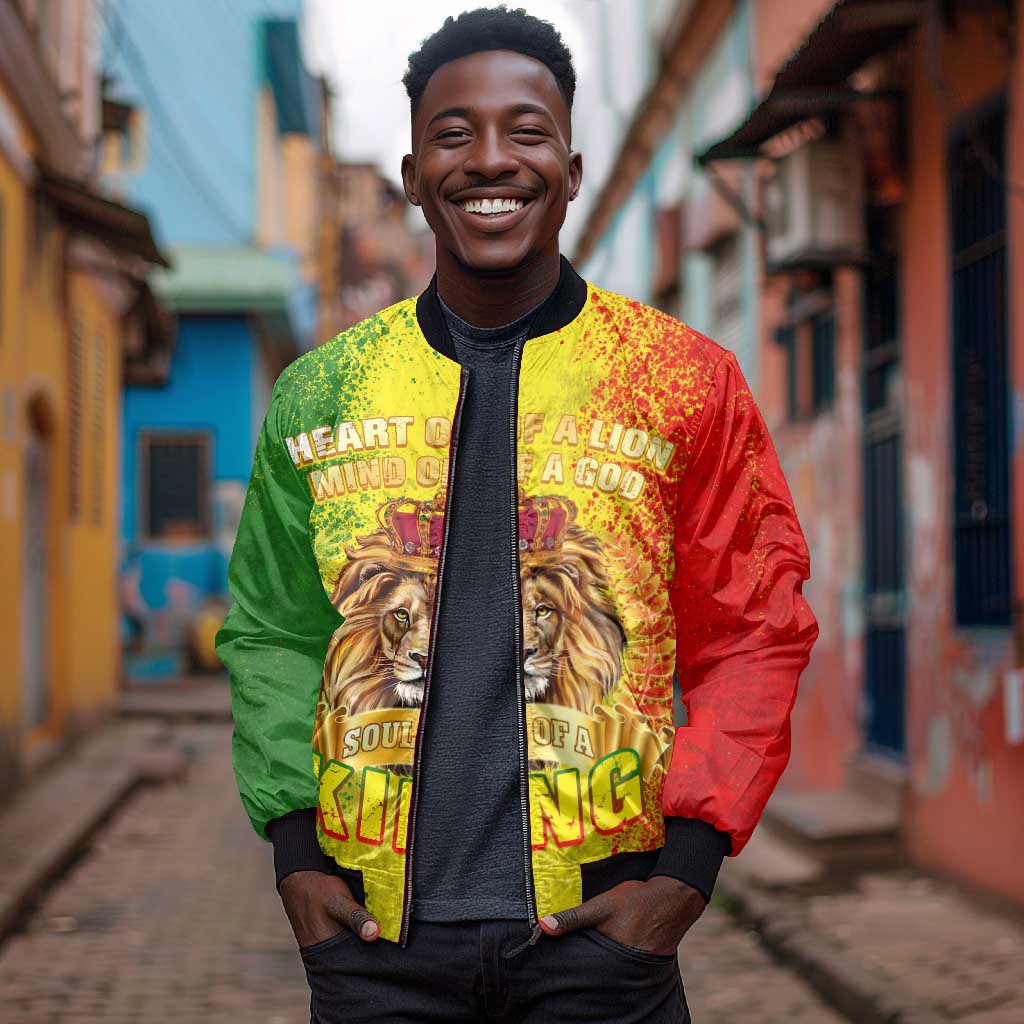 King's African Spirit Bomber Jacket Heart of A Lion