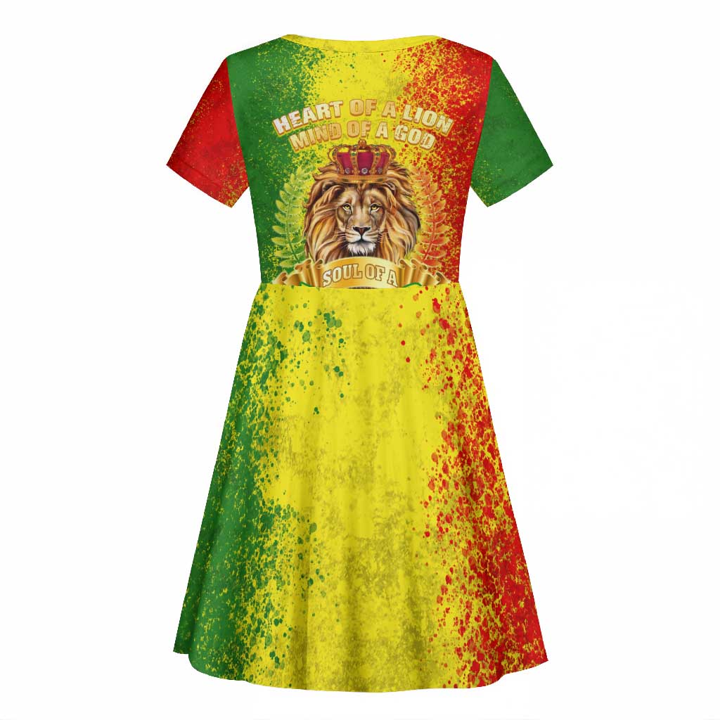 King's African Spirit Kid Short Sleeve Dress Heart of A Lion
