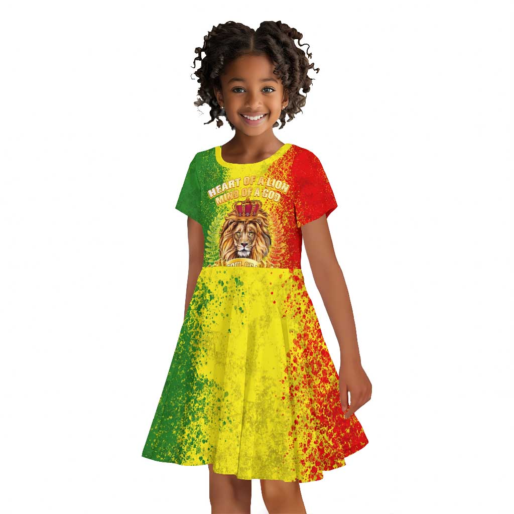 King's African Spirit Kid Short Sleeve Dress Heart of A Lion