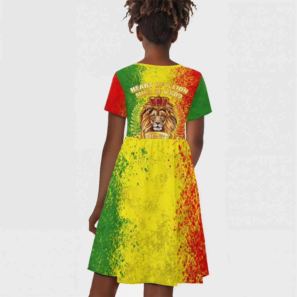 King's African Spirit Kid Short Sleeve Dress Heart of A Lion