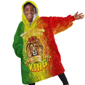 King's African Spirit KId Wearable Blanket Hoodie Heart of A Lion