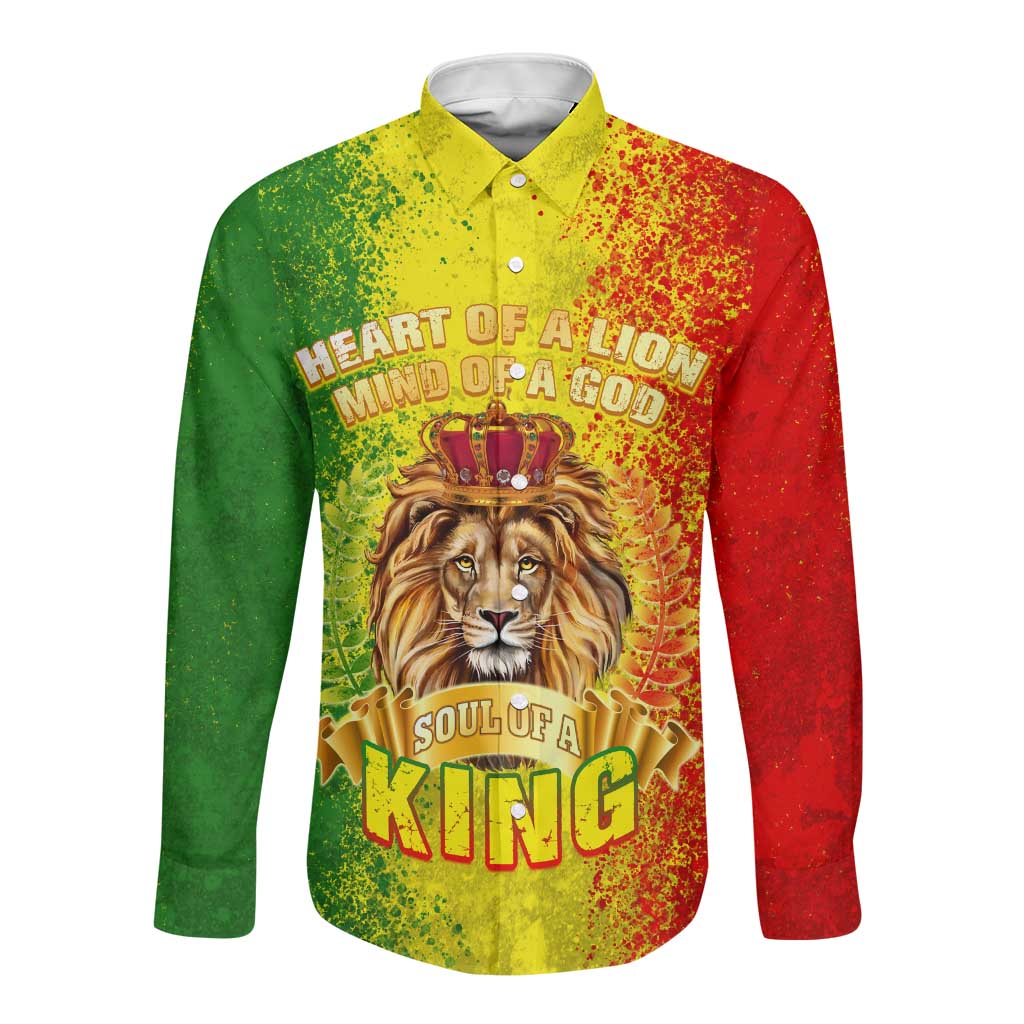 King's African Spirit Long Sleeve Button Shirt Heart of A Lion