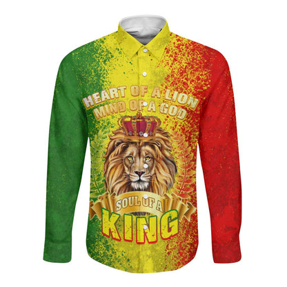 King's African Spirit Long Sleeve Button Shirt Heart of A Lion