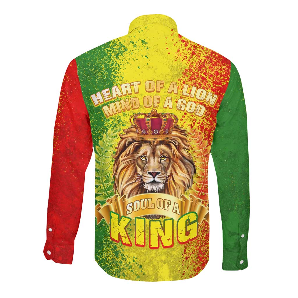 King's African Spirit Long Sleeve Button Shirt Heart of A Lion