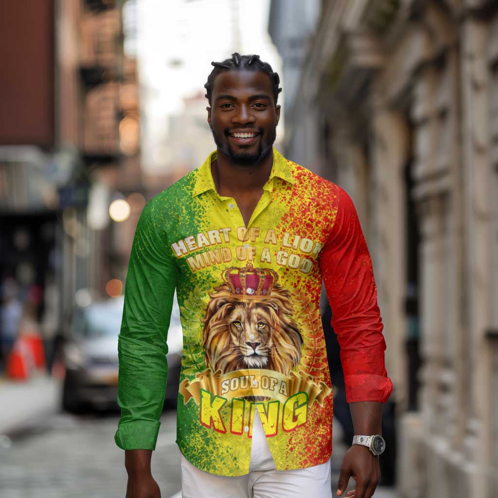 King's African Spirit Long Sleeve Button Shirt Heart of A Lion