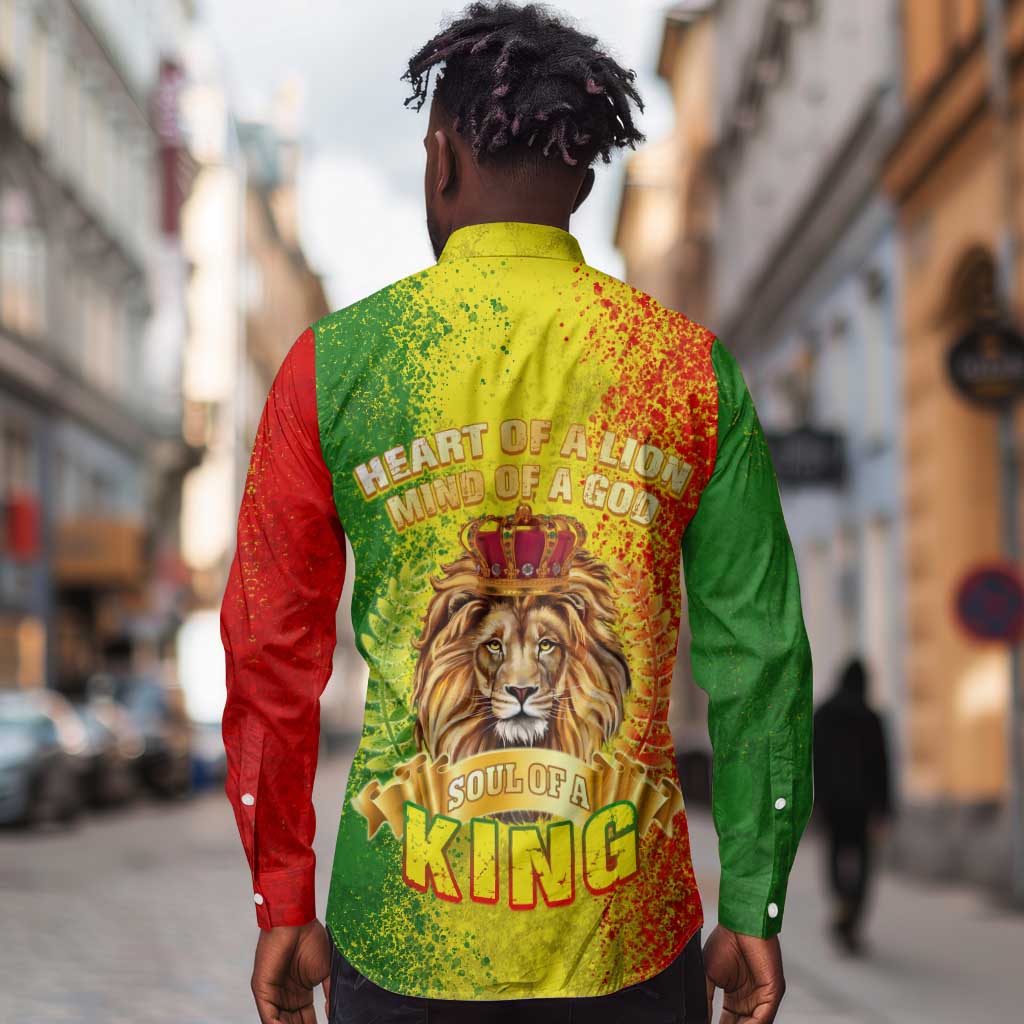 King's African Spirit Long Sleeve Button Shirt Heart of A Lion