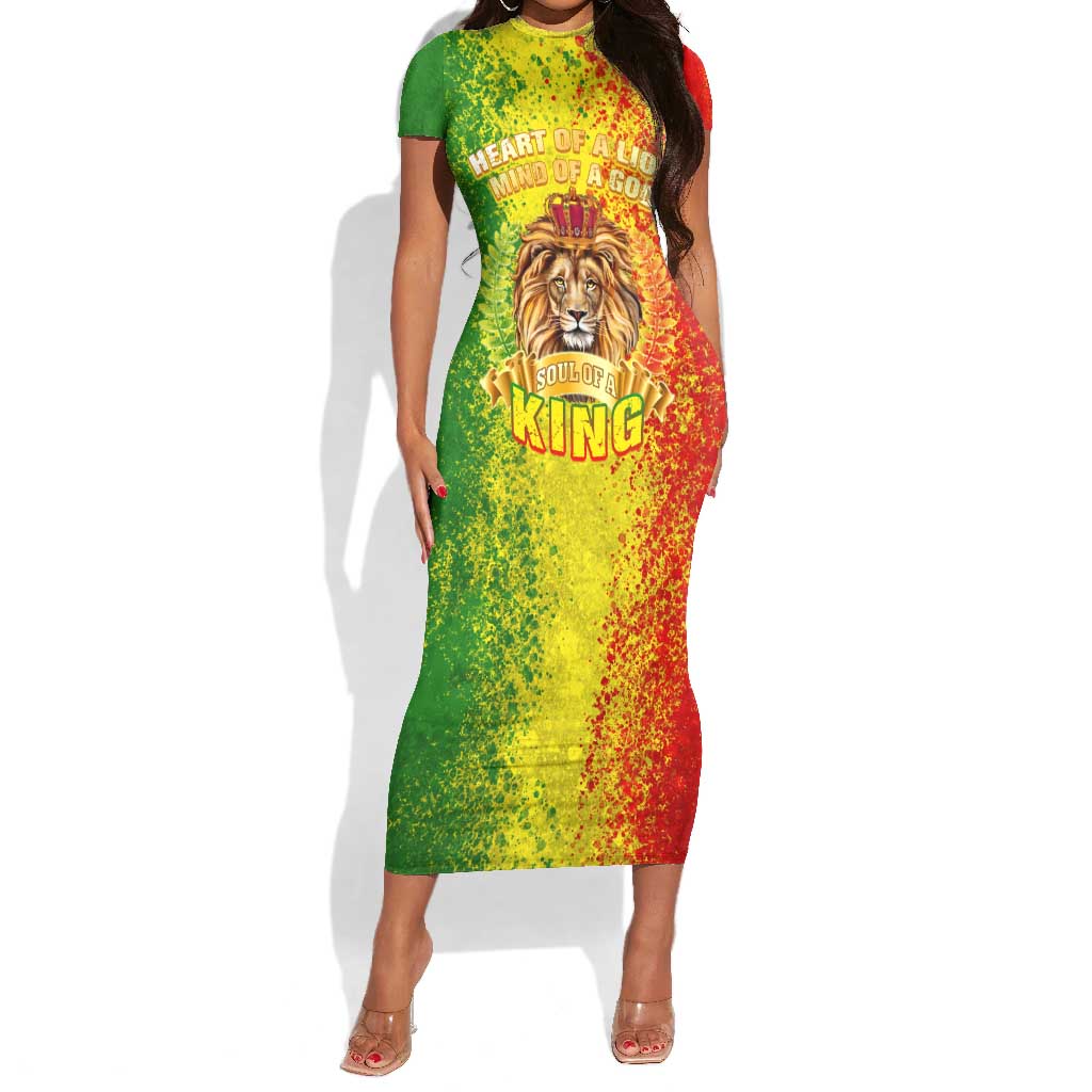 King's African Spirit Short Sleeve Bodycon Dress Heart of A Lion DT02
