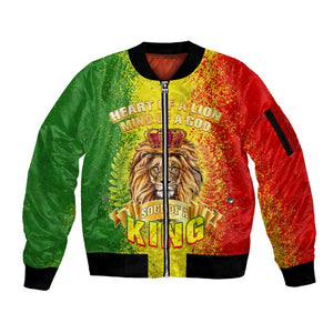 King's African Spirit Sleeve Zip Bomber Jacket Heart of A Lion