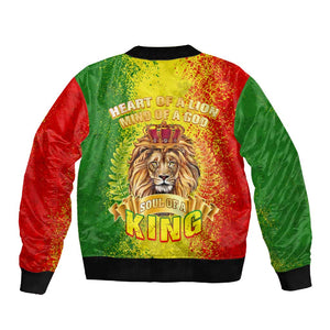 King's African Spirit Sleeve Zip Bomber Jacket Heart of A Lion