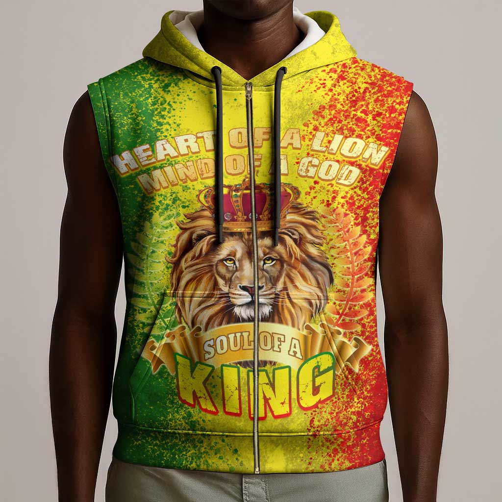 King's African Spirit Sleeveless Zip Hoodie Heart of A Lion - African Pride