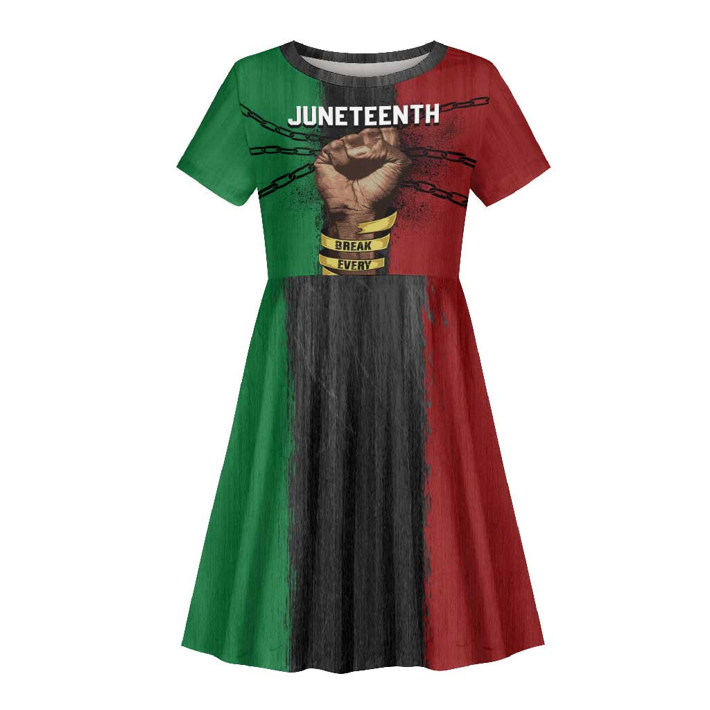 Juneteenth Freedom Day Kid Short Sleeve Dress Black Pride Month