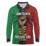 Juneteenth Freedom Day Long Sleeve Polo Shirt Black Pride Month