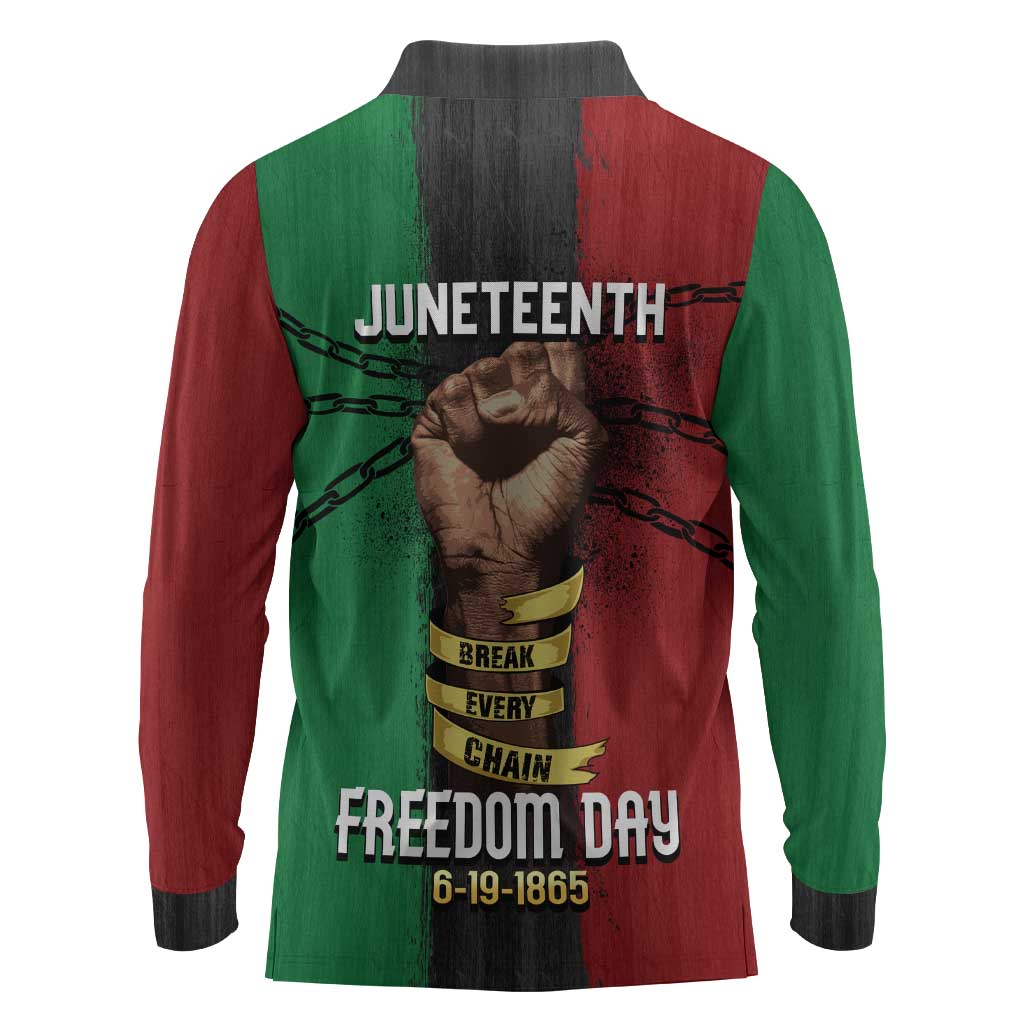 Juneteenth Freedom Day Long Sleeve Polo Shirt Black Pride Month