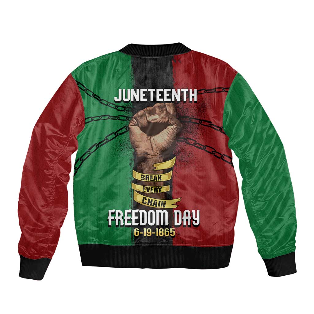 Juneteenth Freedom Day Sleeve Zip Bomber Jacket Black Pride Month