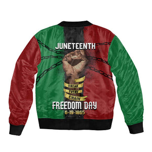 Juneteenth Freedom Day Sleeve Zip Bomber Jacket Black Pride Month